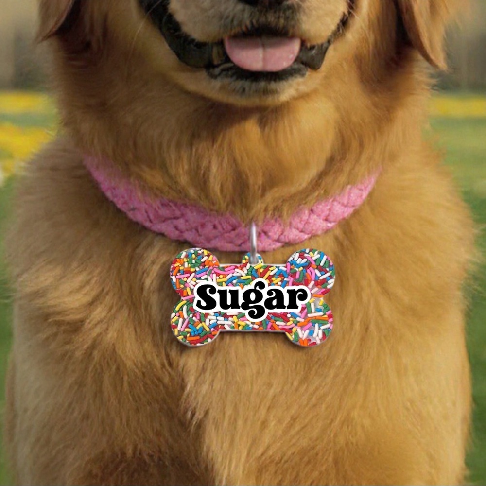 Sprinkles Bone Custom Resin Dog Tag – Handmade